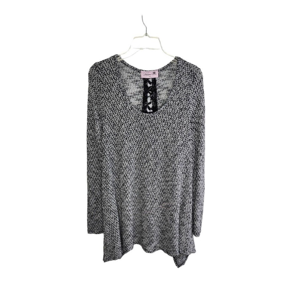 Glamour Farms Boutique Sweater Tunic Asymmetrical Lace Back Size 2X